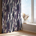 Abstract Curtain Panel: Navy, Purple, & Gray Brushstroke Window Drape - Image 1