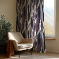 Abstract Curtain Panel: Navy, Purple, & Gray Brushstroke Window Drape - Image 2