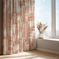 Abstract Terracotta Curtain Panel: Warm Clay Brush Texture, Cotton Blend - Image 1