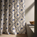 Blue Bird Folk Linen Curtain – Scandinavian Farmhouse Window Panel, Custom Drapes - Image 2