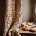Pink Thistle Floral Linen Curtain – William Morris Style Botanical Window Panel - Image 1