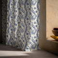Blue Peacock Linen Curtain: Botanical Bird Print Drapery - Single Panel - Image 3