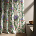 Purple Thistle Linen Curtain – Botanical Artichoke Floral Window Panel - Image 2