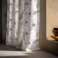 Lilac Tropical Floral Linen Curtain – Hibiscus Palm Leaf Window Panel - Image 3