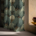 Enchanted Forest Linen Curtain – Green Woodland Tree Pattern Window Panel - Image 3
