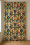 Colorful Folk Floral Linen Curtain – Boho Botanical Panel, Scandinavian Farmhouse Drapes - Image 2