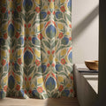 Colorful Folk Floral Linen Curtain – Boho Botanical Panel, Scandinavian Farmhouse Drapes - Image 3