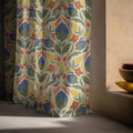 Colorful Folk Floral Linen Curtain – Boho Botanical Panel, Scandinavian Farmhouse Drapes - Image 4
