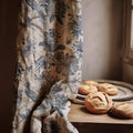 Blue Chinoiserie Bird Linen Curtain – Vintage Botanical Floral Drapes for Living Room & Bedroom - Image 1