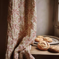 Art Nouveau Palm Floral Curtain – Terracotta & Sage Pattern on Natural Linen Panel - Image 1