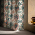 Palm Arch Linen Curtain – Retro Oasis Panel, Terracotta Teal Green Botanical Drape - Image 6