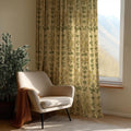 Yellow Floral Tree Curtain Panel, Botanical Print Drapes - Image 1