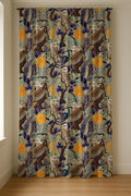 Nocturne Owl Forest Linen Curtain – Woodland Moonlit Floral Panel - Image 3