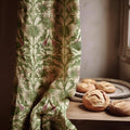 William Morris Linen Curtain Panel: Green Thistle Botanical Drapes - Image 1