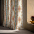 Boho Aztec Linen Curtain Panel, Geometric Earth Tones, Tribal Stripe - Image 3