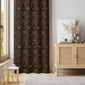 Botanical Curtain Panel: Dark Forest Lore, Burnt Orange Florals - Image 3