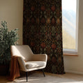 Botanical Curtain Panel: Dark Forest Lore, Burnt Orange Florals - Image 2