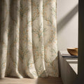 Botanical Linen Curtain – Olive Branch Wreath Pattern, Beige Green Farmhouse Window Panel - Image 3