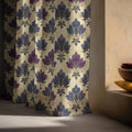 Purple Damask Linen Curtain – Moody Floral Pattern, Gothic Vintage Window Panel - Image 6