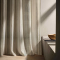 Beige Linen Curtain Panel – Neutral Vertical Stripe Drapes for Living Room & Bedroom - Image 3