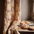 Linen Curtain – Retro Sunburst Rainbow, Terracotta & Mustard Arches - Image 1