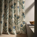 Linen Curtain – Vintage Thistle Botanical, Sage Green Floral Panel - Image 3