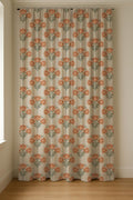 Floral Linen Curtain Panel - Burnt Orange Botanical Print - Image 2