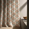 Floral Linen Curtain Panel - Burnt Orange Botanical Print - Image 3