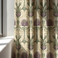 Linen Curtain – Violet Thistle Garden, Sage Green Botanical Pattern - Image 3