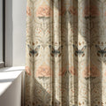 Linen Curtain - Moth & Moon Garden with Peach Roses, Art Nouveau Floral Panel - Image 3