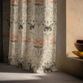 Linen Curtain - Moth & Moon Garden with Peach Roses, Art Nouveau Floral Panel - Image 5