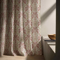Art Nouveau Palm Floral Curtain – Terracotta & Sage Pattern on Natural Linen Panel - Image 5
