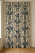 Blue Urn Floral Linen Curtain Panel – Vintage French Botanical Drapery - Image 3