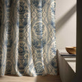 Blue Urn Floral Linen Curtain Panel – Vintage French Botanical Drapery - Image 5