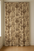 Vintage Toile Linen Curtain – Sepia Floral Books & Chandelier Panel - Image 3