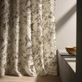 Vintage Bird Toile Linen Curtain – Sepia Branches & Floral Pattern - Image 5