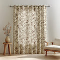 Vintage Bird Toile Linen Curtain – Sepia Branches & Floral Pattern - Image 4
