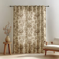 Vintage Toile Linen Curtain – Sepia Floral Books & Chandelier Panel - Image 4