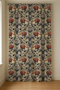 Linen Curtain – William Morris Thistle Floral Navy Terracotta Botanical Drapes - Image 5