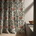 Linen Curtain – William Morris Thistle Floral Navy Terracotta Botanical Drapes - Image 4