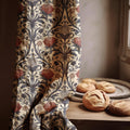 Linen Curtain – William Morris Thistle Floral Navy Terracotta Botanical Drapes - Image 1
