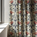 Linen Curtain – William Morris Thistle Floral Navy Terracotta Botanical Drapes - Image 3