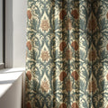 William Morris Thistle Linen Curtain Panel Green Acanthus Terracotta Floral Drapes - Image 3