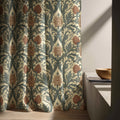 William Morris Thistle Linen Curtain Panel Green Acanthus Terracotta Floral Drapes - Image 6