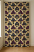 Purple Damask Linen Curtain – Moody Floral Pattern, Gothic Vintage Window Panel - Image 5