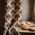 Purple Damask Linen Curtain – Moody Floral Pattern, Gothic Vintage Window Panel - Image 3