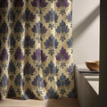Purple Damask Linen Curtain – Moody Floral Pattern, Gothic Vintage Window Panel - Image 4