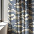 Linen Curtain Coastal Indigo Wave Pattern Drapes for Living Room Bedroom - Image 2