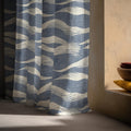 Linen Curtain Coastal Indigo Wave Pattern Drapes for Living Room Bedroom - Image 4