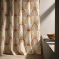 Linen Curtain – Retro Sunburst Rainbow, Terracotta & Mustard Arches - Image 6